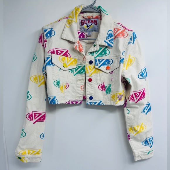 Guess Jackets & Blazers - Guess x J. Balvin Y2K, neon graphic print cropped jacket